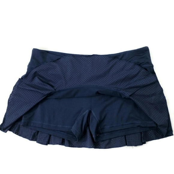 Nike 598336-410 Dri Fit Flirty Midnight Navy Blue Knit Skirt Skort Womens Large - Picture 9 of 11
